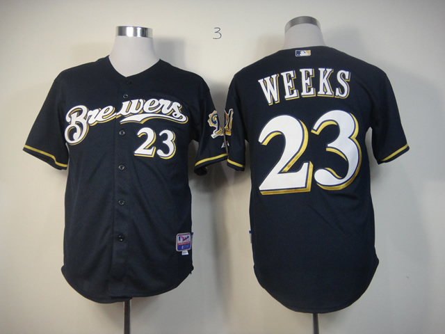 Men Milwaukee Brewers #23 Weeks Blue MLB Jerseys->milwaukee brewers->MLB Jersey